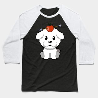 Cute furry dog has an apple and arrow on head Baseball T-Shirt